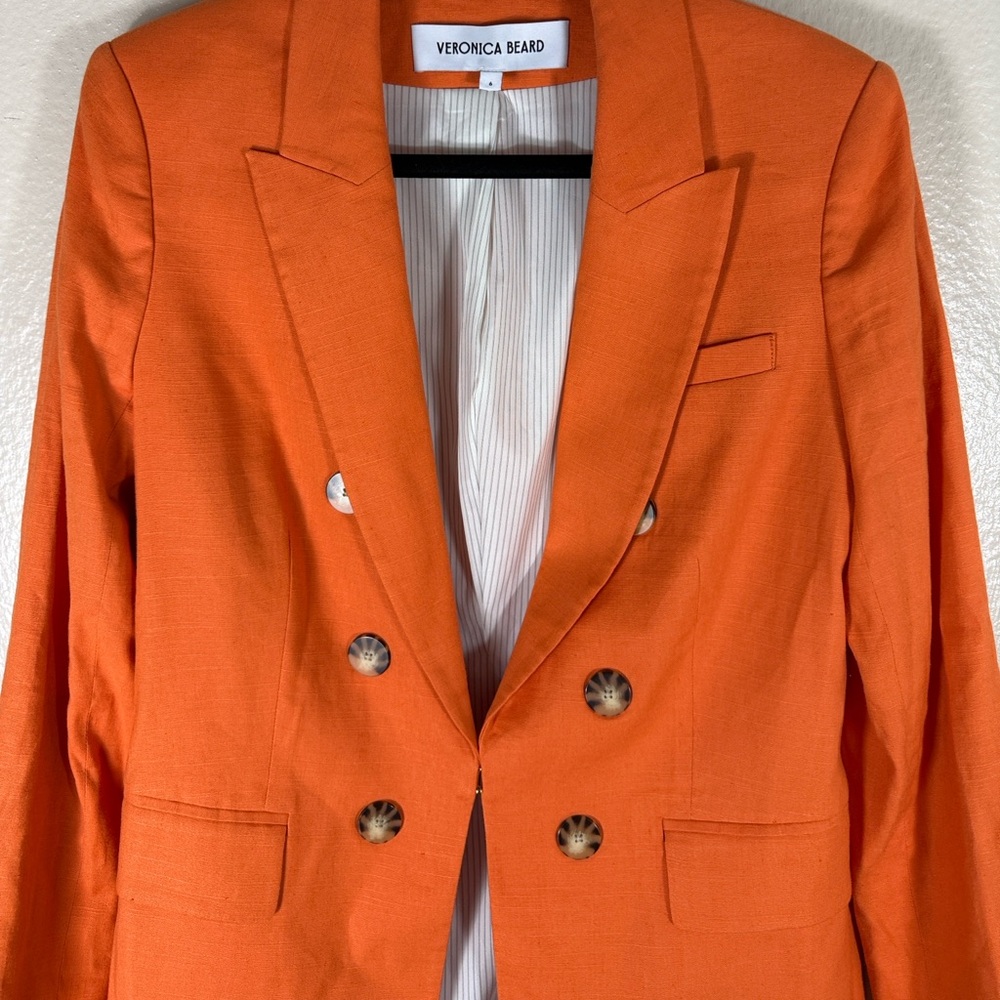 Veronica Beard Bexley Orange Dickey and Franzi Linen Short Set - Picture 9 of 16